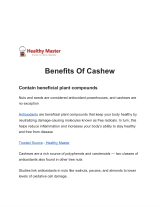 Benefits Of Cashew  Google Docs