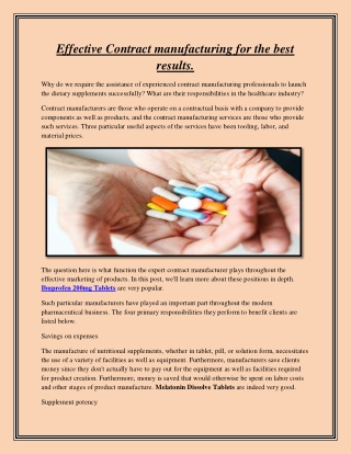 Effective Contract manufacturing for the best results