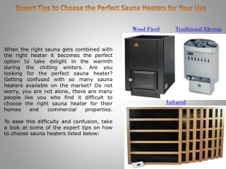 Expert Tips to Choose the Perfect Sauna Heaters for Your Use