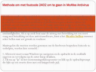 Methode om met foutcode 2402 om te gaan in McAfee Antivirus