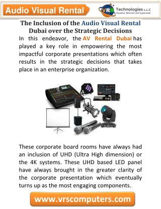 Audio Visual Rental in Dubai Over The Strategic Decisions