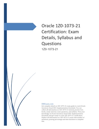 Oracle 1Z0-1073-21 Certification: Exam Details, Syllabus and Questions