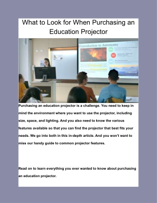 What to Look for When Purchasing an Education Projector