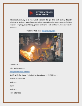 Malaysia Foundry | Intermetals.com.my