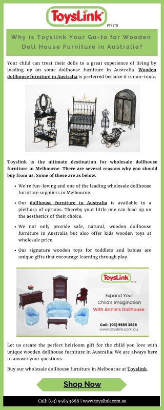 Why is Toyslink Your Go-to for Wooden Doll House Furniture in Australia