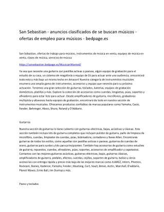 San Sebastian - anuncios clasificados de se buscan músicos - ofertas de empleo para músicos - bedpage.es-converted