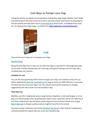 Cool Ways to Pamper your Dog