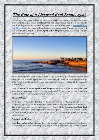 The Role of a Licensed Real Estate Agent