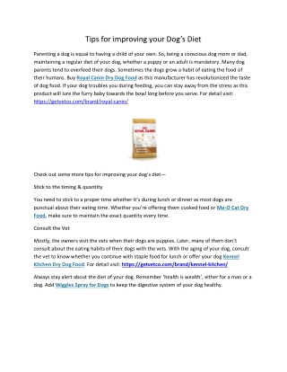 Tips for improving your Dogs Diet
