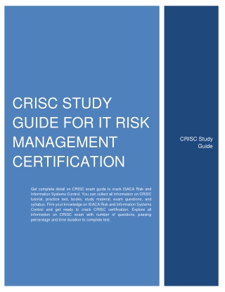 CRISC Study Guide for IT Risk management Certification