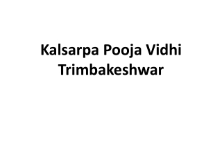 Kalsarpa Pooja Vidhi Trimbakeshwar