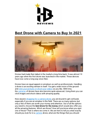 Best Drone with Camera to Buy In 2021