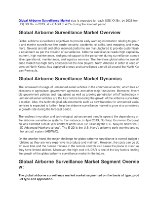 Airborne Surveillance Market size is expected to reach US