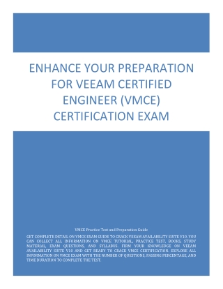 Enhance Your Preparation for Veeam Certified Engineer (VMCE) Certification Exam