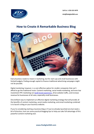 How to Create A Remarkable Business Blog