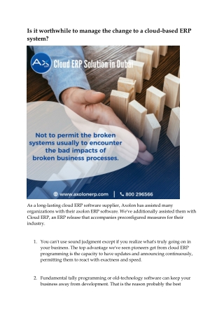Is it worthwhile to manage the change to a cloud-based ERP system?