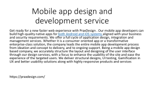 Mobile app design and development service