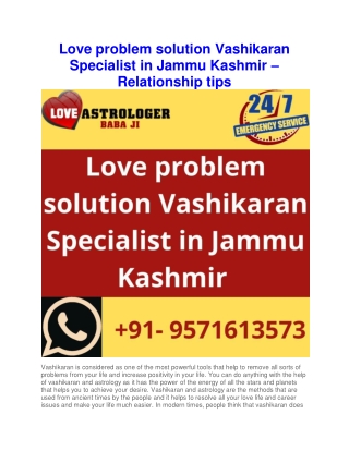 Love problem solution Vashikaran Specialist in Jammu Kashmir – Relationship tips