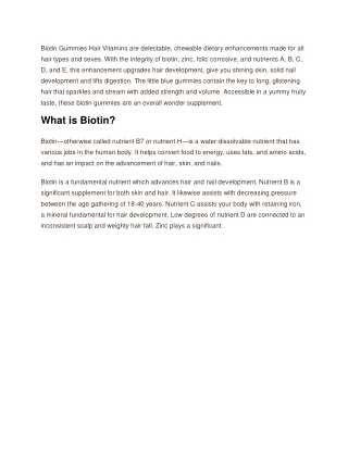 What are the Benefits of Biotin Gummies?