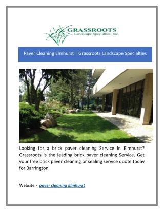 Paver Cleaning Elmhurst | Grassroots Landscape Specialties