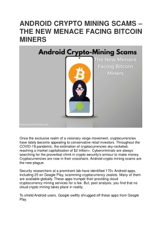 ANDROID CRYPTO MINING SCAMS