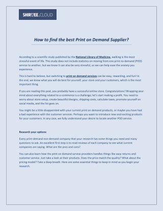 How to Find the best Print on Demand Supplier?
