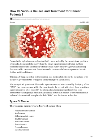 healthreachcares.org-How Its Various Causes and Treatment for Cancer Patients
