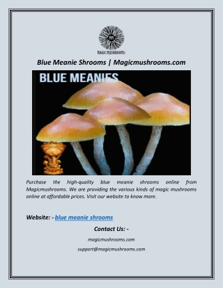 Blue Meanie Shrooms | Magicmushrooms.com