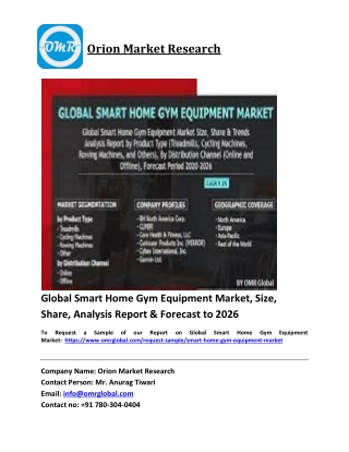 Global Smart Home Gym Equipment Market Trends, Size, Competitive Analysis and Fo