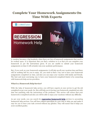 Complete Your Homework Assignments On Time With Experts