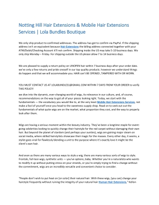 Notting Hill Hair Extensions & Mobile Hair Extensions Services | Lola Bundles Bo