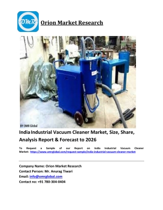 India Industrial Vacuum Cleaner Market Trends, Size, Competitive Analysis and Fo