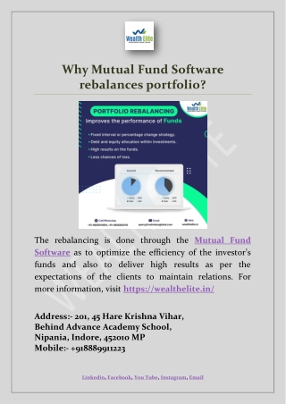 Why Mutual Fund Software rebalances portfolio