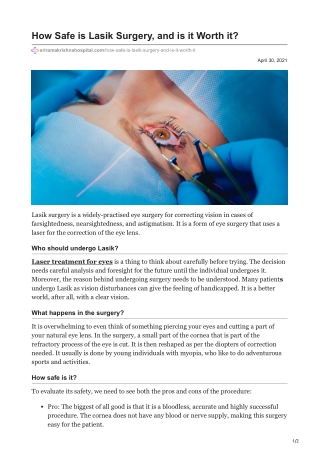 How Safe is Lasik Surgery and is it Worth it