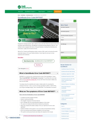 How to Fix QuickBooks Error Code 80070057