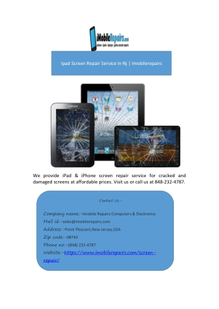 Ipad Screen Repair Nj