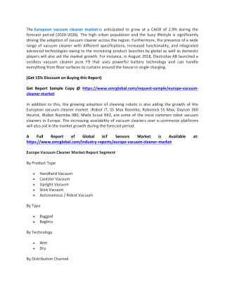 New Report: Europe Vacuum Cleaner Market 2020 Size, Growth Analysis Report, Fore