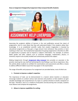 How an Assignment Designed By Assignment Help Liverpool Benefits Students