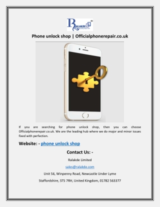 Phone unlock shop  | Officialphonerepair.co.uk