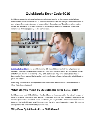 How to Quickly Rectify quickbooks Error 6010, 100