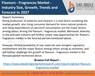 Flavours - Fragrances Market | In-depth Research on Market Business Status