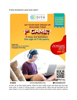 Is Game development a good career option