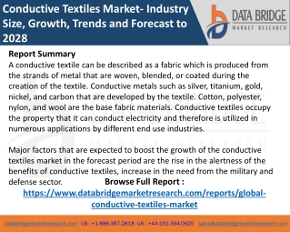 Conductive Textiles Market | In-depth Research on Market Business Status