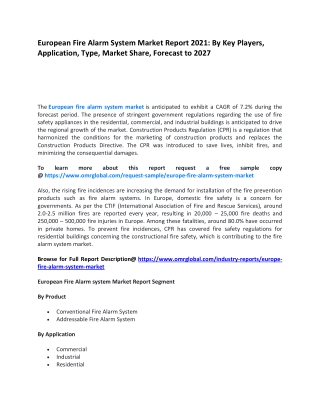 European Fire Alarm System Market Report 2021