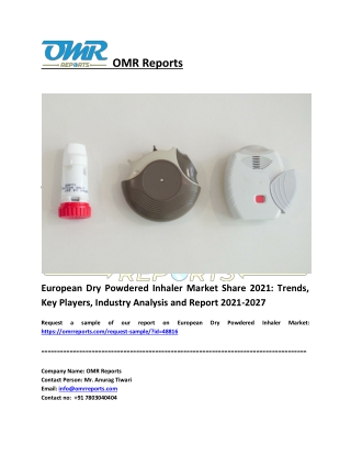 European Dry Powdered Inhaler Market Size, Share, Industry Growth, Report 2027