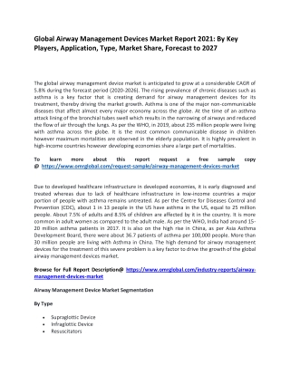 Global Airway Management Devices Market Report 2021