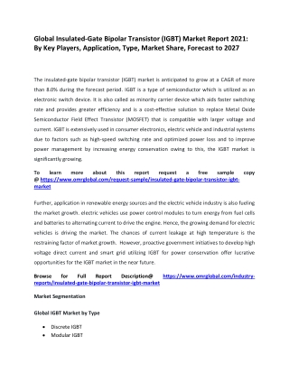 Global Insulated-Gate Bipolar Transistor (IGBT) Market