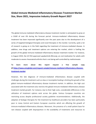 Global Immune Mediated Inflammatory Diseases Treatment Market Size