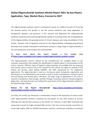 Global Oligonucleotide Synthesis Market Report 2021