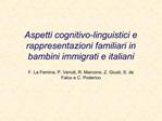 Aspetti cognitivo-linguistici e rappresentazioni familiari in bambini immigrati e italiani